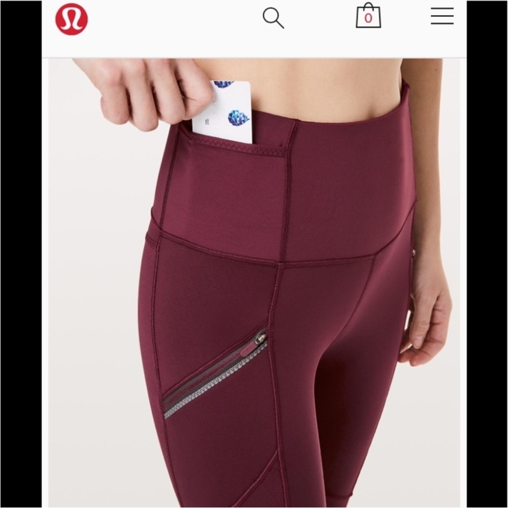 Lululemon Toasty Tech Fleece Tights II Leggings Burgundy Size 4 - Picture 13 of 15